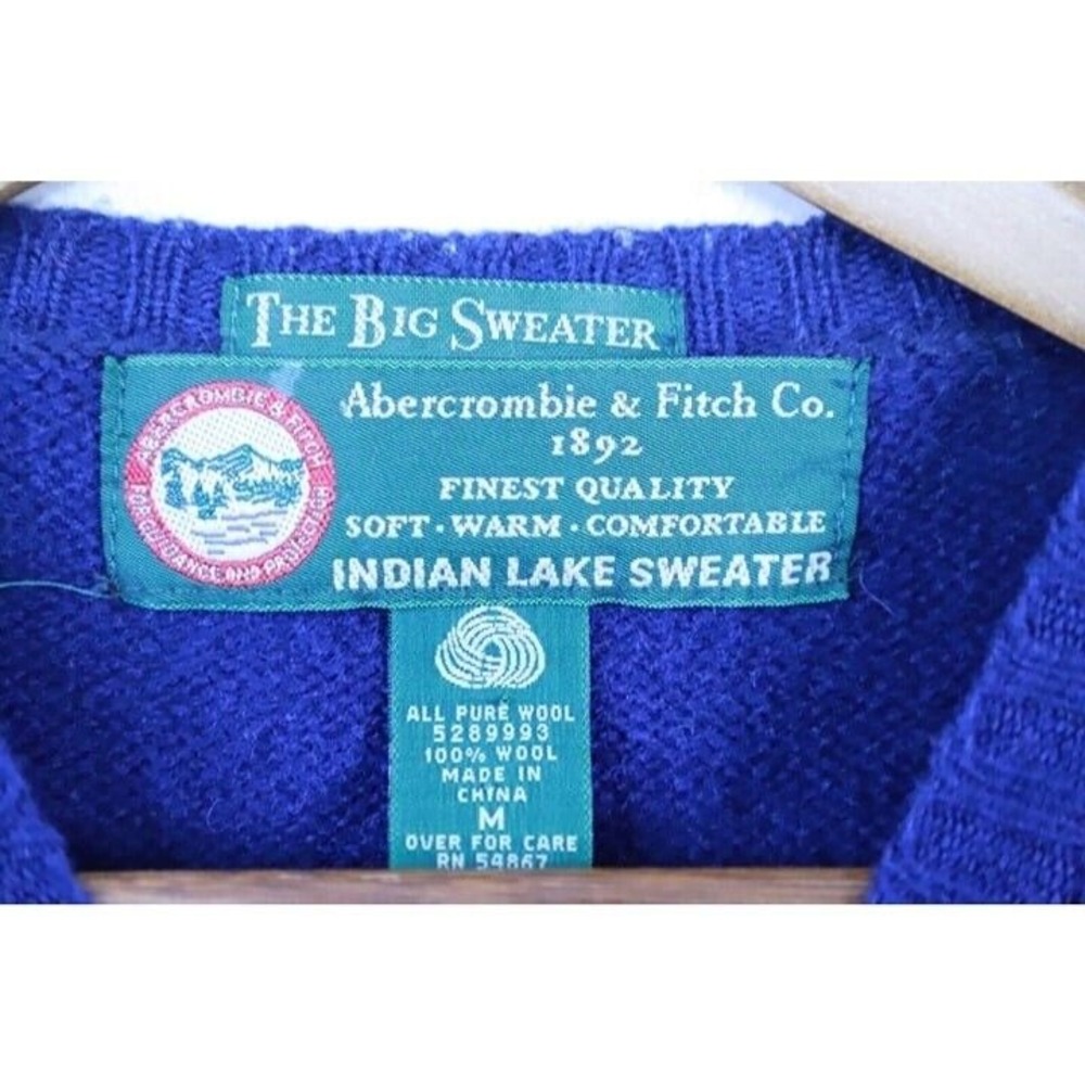 VTG Abercrombie & Fitch Co. Sweater Mens Medium Navy Blue Pullover Long Sleeve - Picture 6 of 10
